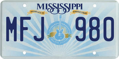 MS license plate MFJ980