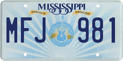 MS license plate MFJ981
