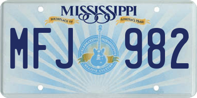 MS license plate MFJ982