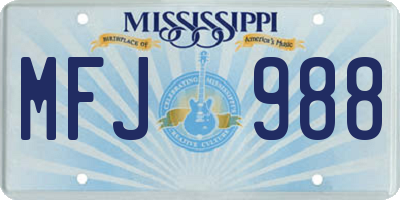 MS license plate MFJ988