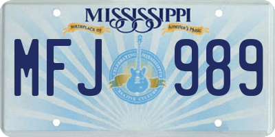 MS license plate MFJ989