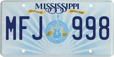 MS license plate MFJ998