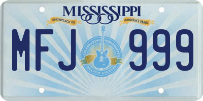 MS license plate MFJ999