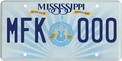 MS license plate MFK000