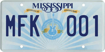 MS license plate MFK001