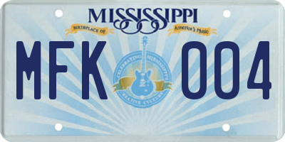 MS license plate MFK004