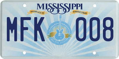 MS license plate MFK008