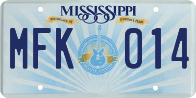 MS license plate MFK014