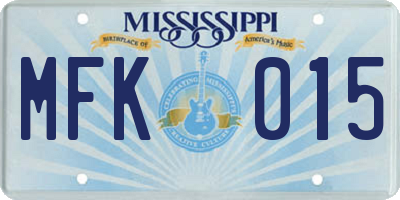 MS license plate MFK015