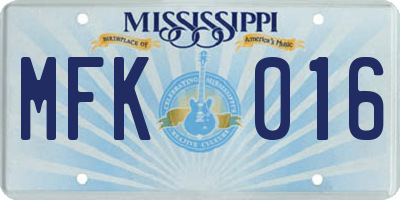 MS license plate MFK016