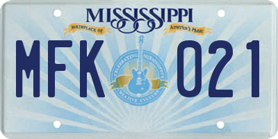 MS license plate MFK021