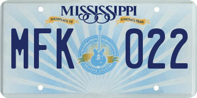 MS license plate MFK022