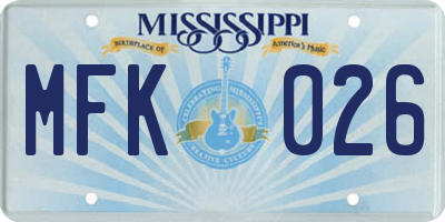 MS license plate MFK026
