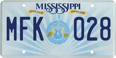 MS license plate MFK028