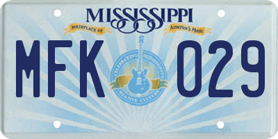 MS license plate MFK029