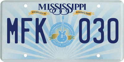 MS license plate MFK030