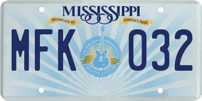 MS license plate MFK032