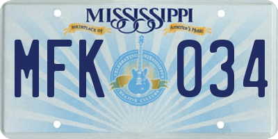 MS license plate MFK034