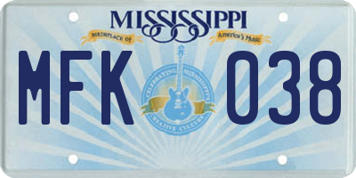 MS license plate MFK038