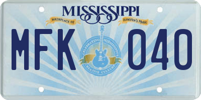 MS license plate MFK040