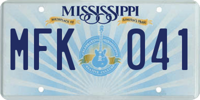 MS license plate MFK041