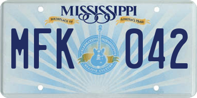MS license plate MFK042