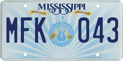 MS license plate MFK043