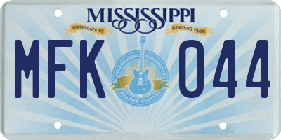 MS license plate MFK044
