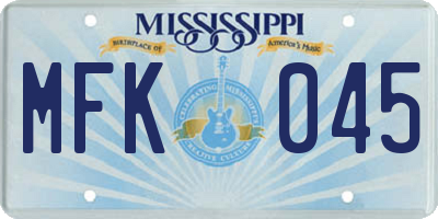 MS license plate MFK045