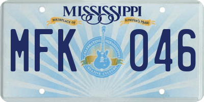 MS license plate MFK046