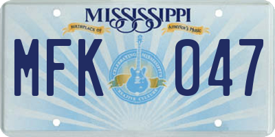 MS license plate MFK047