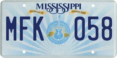 MS license plate MFK058