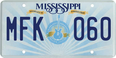 MS license plate MFK060