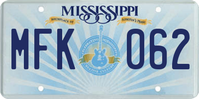 MS license plate MFK062