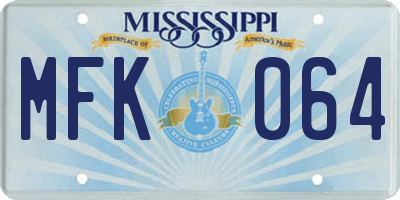 MS license plate MFK064