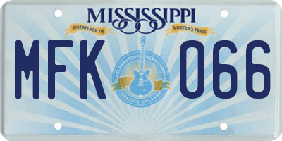 MS license plate MFK066