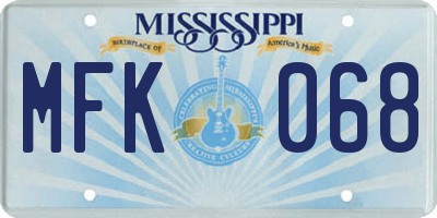 MS license plate MFK068