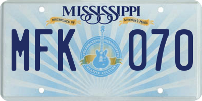 MS license plate MFK070