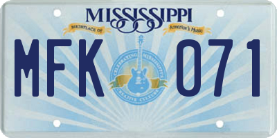 MS license plate MFK071