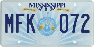MS license plate MFK072