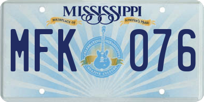 MS license plate MFK076