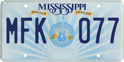 MS license plate MFK077