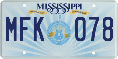 MS license plate MFK078