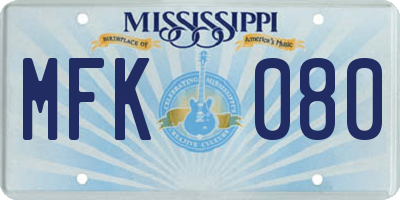 MS license plate MFK080
