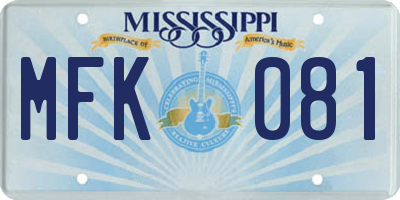 MS license plate MFK081