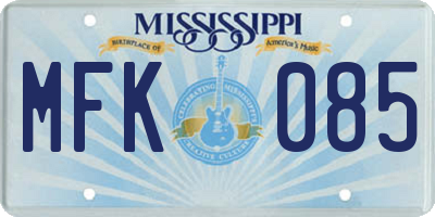 MS license plate MFK085