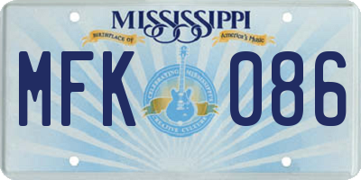 MS license plate MFK086
