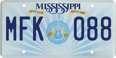 MS license plate MFK088