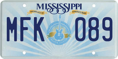 MS license plate MFK089