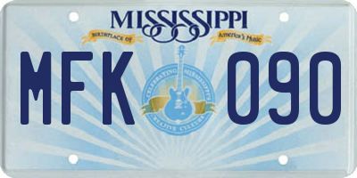 MS license plate MFK090